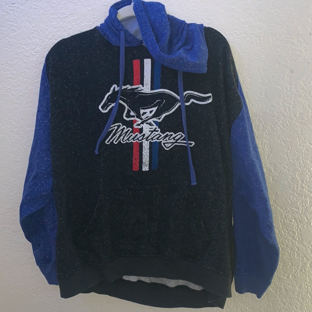 blue black mustang hoodie
